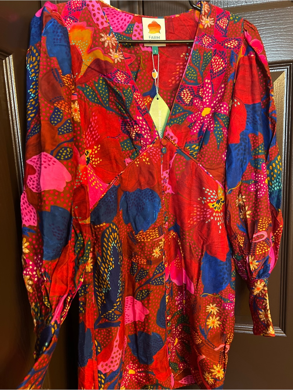 FARM Rio Multicolor Red Floral Patchwork Mini Dress - Picture 4 of 11